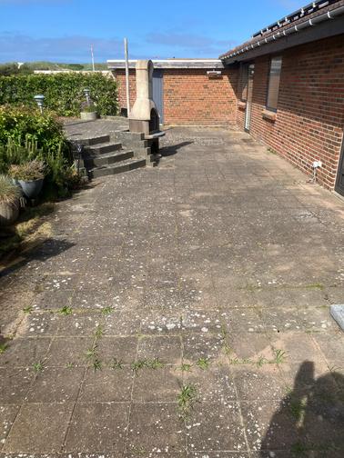 Før: Fliserensning af terrasse